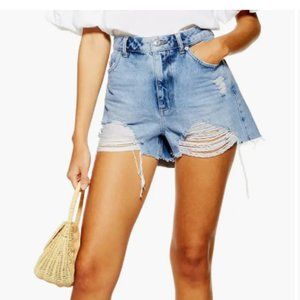 Topshop - Ripped Mom Jean Shorts - US 8
